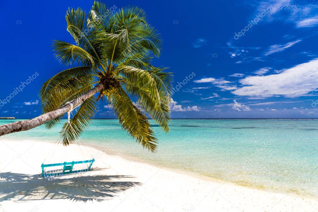 Untouched tropical beach in Maldives. Summer travel holiday vacation background concept