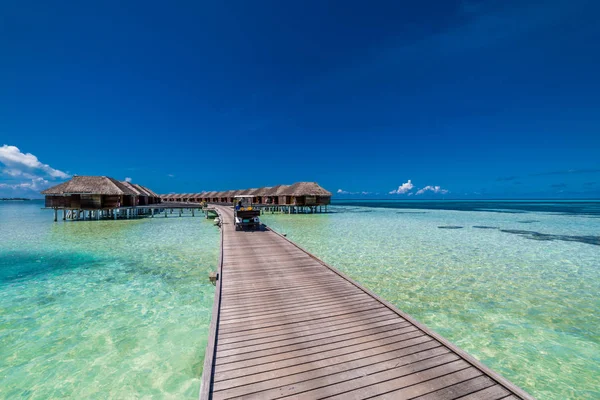 Lujoso Panorama Playa Embarcadero Madera Villas Lujo Maldivas Isla Resort — Foto de Stock