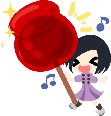 Bir elma ve bir kız şirin çizimi