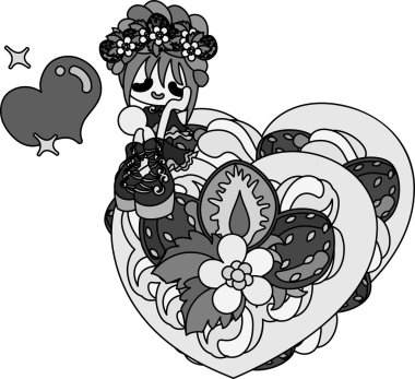 Çilek şirin illüstrasyon