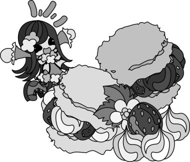 Çilek şirin illüstrasyon