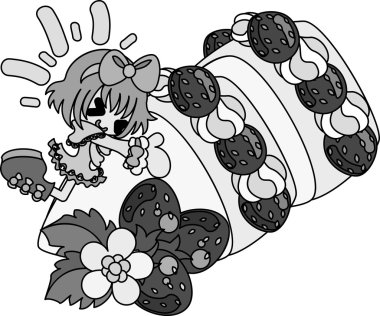 Çilek şirin illüstrasyon