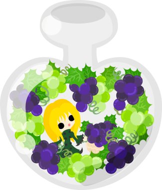 Üzüm ve bir kız şirin çizimi