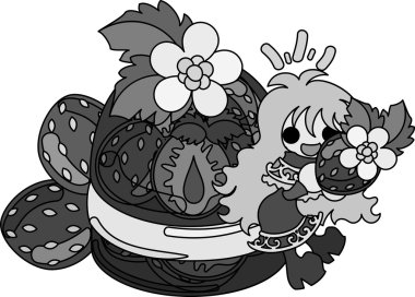 Çilek şirin illüstrasyon