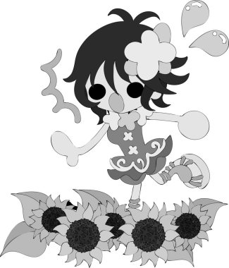 Sevimli kız ve ayçiçeği