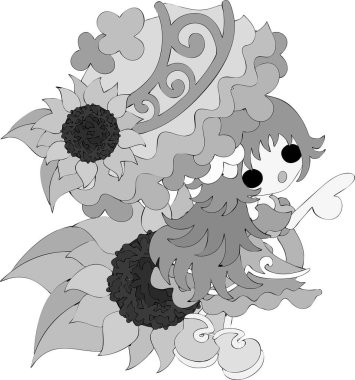 Sevimli kız ve ayçiçeği