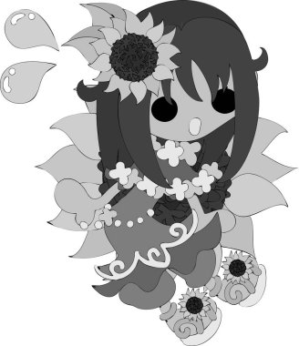 Sevimli kız ve ayçiçeği