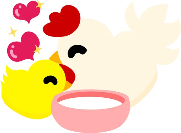 可爱的家禽和小鸡 — 图库矢量图片