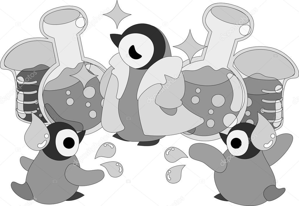 The illustration of pretty penguin babies