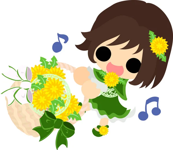 Cute dandelion girl — Stock Vector