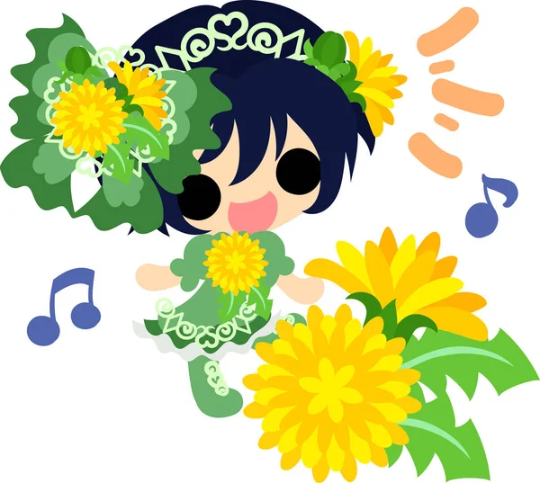 Cute dandelion girl — Stockvector