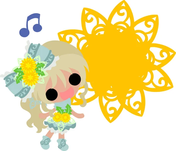 Cute dandelion girl — Stok Vektör