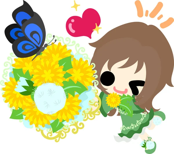 Cute dandelion girl — Stockvector