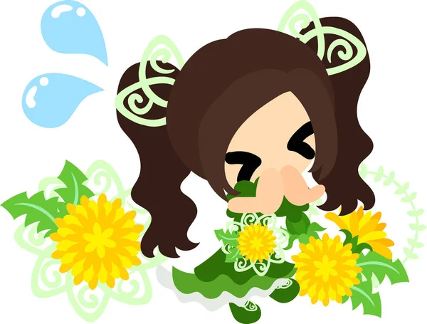 Cute dandelion girl — Stock Vector