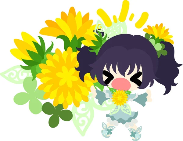 Cute dandelion girl — ストックベクタ