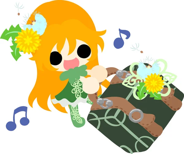 Cute dandelion girl — Stockvector