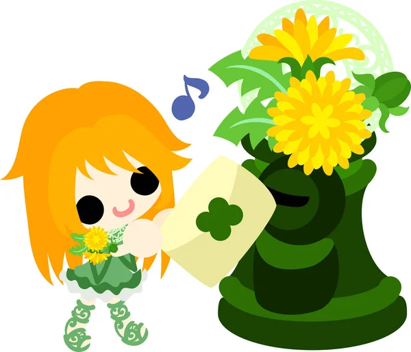 Cute dandelion girl — Wektor stockowy