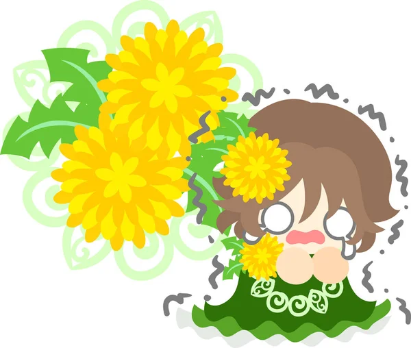Cute dandelion girl — Stock Vector