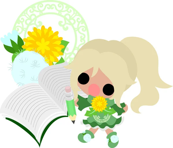 Cute dandelion girl — Stock Vector
