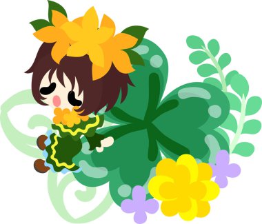 Yonca mücevher ve sevimli küçük kız