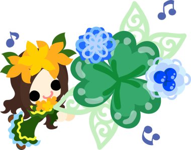 Yonca mücevher ve sevimli küçük kız