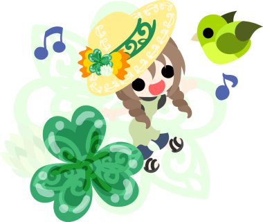 Sevimli kız ve yonca