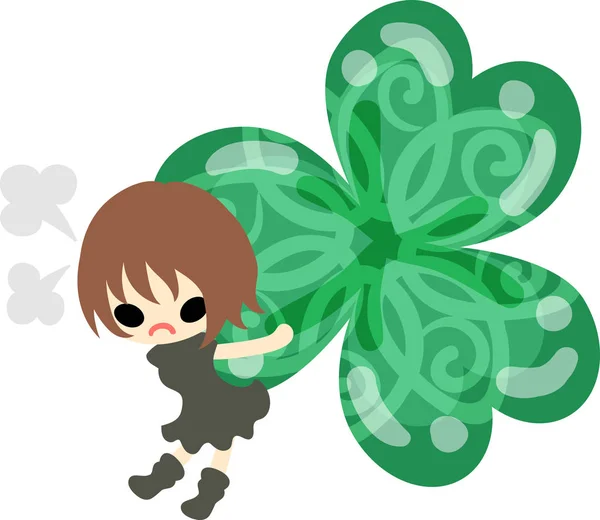 Cute girl and clover — Stock Vector