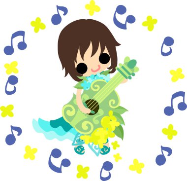 Sevimli kız ve sarı çiçek