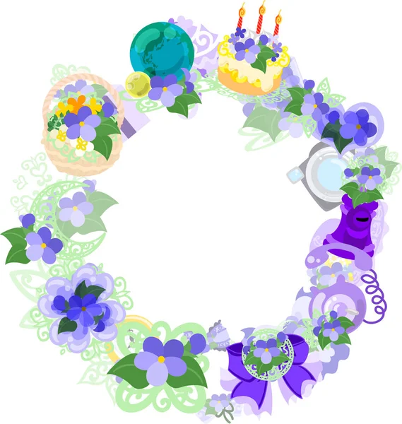 The wreath of violet objects — Stock Vector