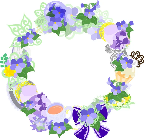 The wreath of violet objects — Stock Vector