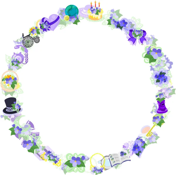 La corona de objetos violetas — Archivo Imágenes Vectoriales