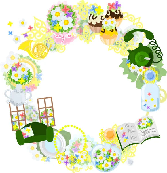 The wreath of small flowers objects — Stock Vector