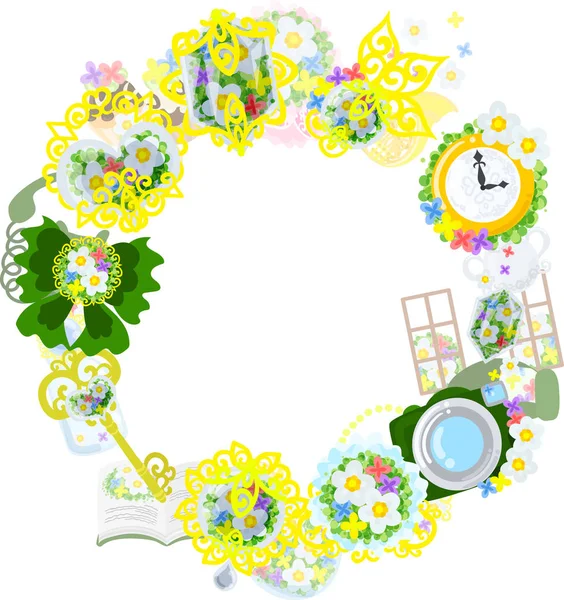 The wreath of small flowers objects — Stock Vector