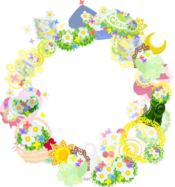 The wreath of small flowers objects — Stock Vector