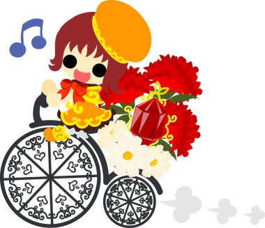 Sevimli bir kız ve karanfil