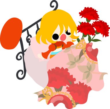 Sevimli bir kız ve karanfil