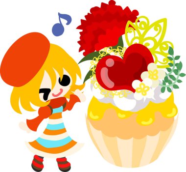 Sevimli bir kız ve karanfil