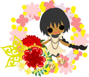 Sevimli bir kız ve karanfil