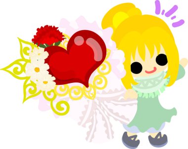 Sevimli bir kız ve karanfil