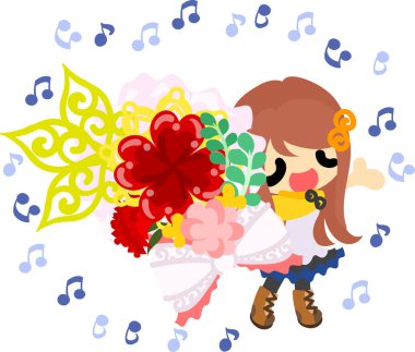 Sevimli bir kız ve karanfil