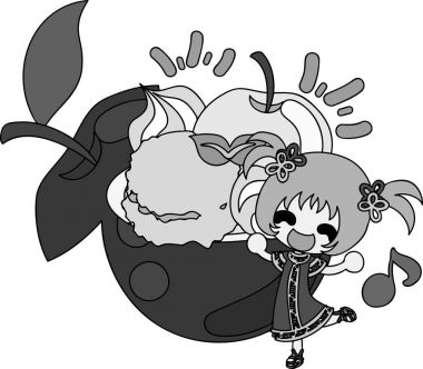 Bir elma ve bir kız şirin çizimi