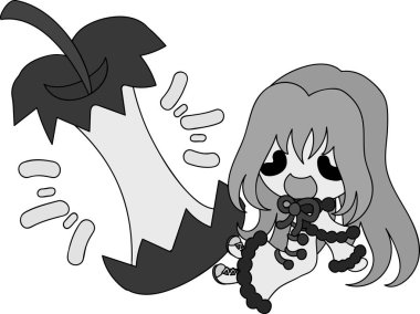 Bir elma ve bir kız şirin çizimi