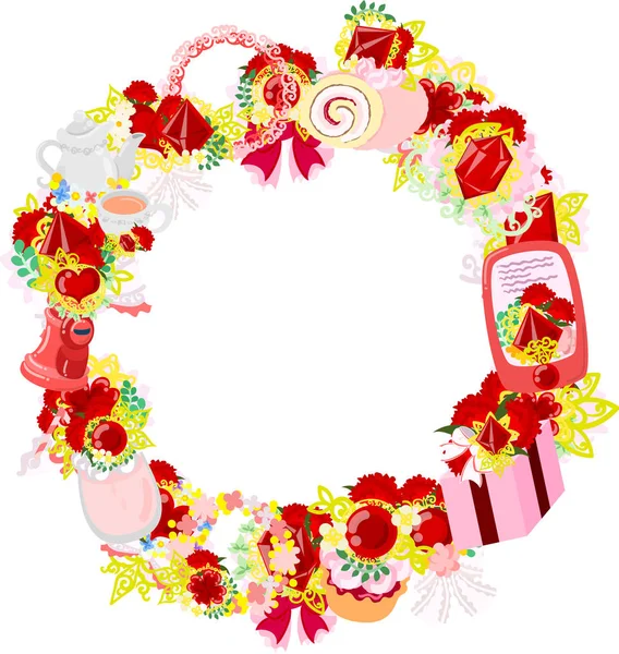 The wreath of carnation objects — Stock Vector