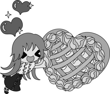 Bir elma ve bir kız şirin çizimi