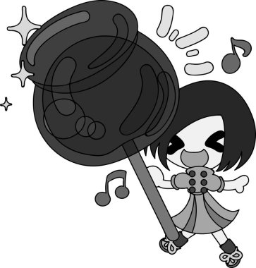 Bir elma ve bir kız şirin çizimi