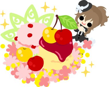 Şirin illüstrasyon kiraz tatlılar