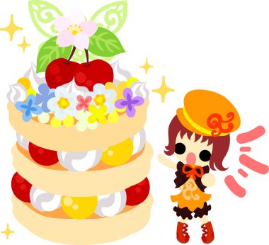 Şirin illüstrasyon kiraz tatlılar