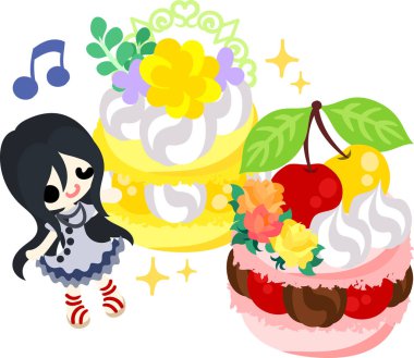 Şirin illüstrasyon kiraz tatlılar