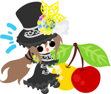 Şirin illüstrasyon kiraz tatlılar