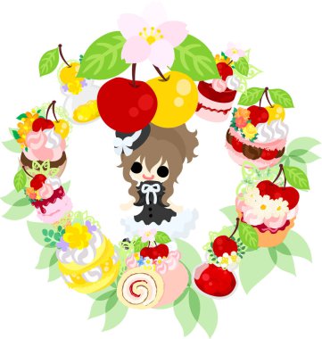 Şirin illüstrasyon kiraz tatlılar